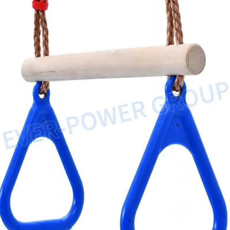Colorful Durable Plastic Rings with Wood Zip Line Training Gear Gym Rings