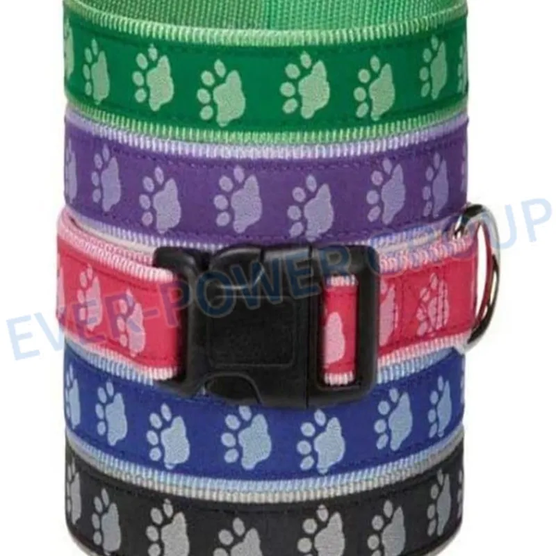 Nylon Webbing Printed Dog Cat Collar Adjustable Plastic Buckle Metal Ring Pet Outdoor Gear