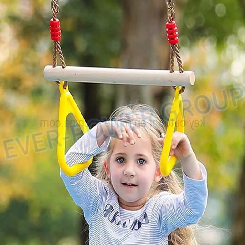 Plastic Rings with Wood Zip Line Training Gear Gym Rings Ninjay Warriori Training Gymnastics Equipment Chilred Garden Camping Swing